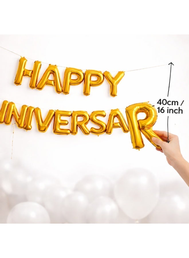 بالونات حروف Happy Anniversary من الفويل – لون ذهبي – مقاس 16 إنش - Image 3